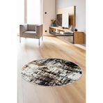 Dijidekor Halı Siyah Cool K1310 Yıkanabilir Yuvarlak Kesme Ince Yolluk Kilim Salon Halısı Modelleri, Saçaksız, 120x120