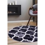 Dijidekor Halı Siyah Maça Yıkanabilir Saçaksız Yuvarlak Kesme Ince Yolluk Kilim Salon Halısı Modeli, 140x140