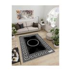 Dijidekor Işıltı Koleksiyonu Model28 Süngerli Dijital Baskılı Saçaksız Mutfak Halısı Yolluk, Siyah, 160x300