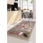 Dijidekor Kahve Mutfak Halısı Saçaksız Dijital Halı Kaymaz Yıkanabilir Iskandinav 100X300 - 100 x 300 cm - Kahverengi