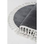 Dijidekor Koyu Gri Oval Post Peluş Dokuma Halı Saçaklı Salon Halısı, GRİ, 150x233