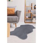Dijidekor Koyu Gri Şekilli Post Dokuma Halı Peluş Tavşan Tüyü Hissi Antibakteriyel, 160x230