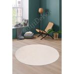Dijidekor Lüx Post Peluş Düz Krem Yuvarlak Saçaksız Bohem Koridor Oturma Odası Ve Salon Halısı, KREM-YUVARLAK-SAÇAKSIZ, 140x140