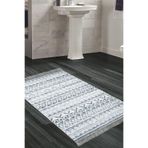 Dijital Banyo Halı Yıldız Deri Kaymaz Taban Saçaklı İskandinav Mali D2-F5078D1-9, Lacivert, 60 x 100
