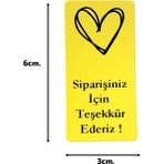 Dijital Barkod Siparişiniz Için Teşekkür Ederiz, Kalp Sembol Sticker Yapışkanlı Paketleme 3X6CM 100 Adet