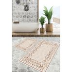 Dijital Baskı Kilim Desen Kaymaz Taban 2li Set Banyo Paspası Klozet Takımı (50X60CM-60X100CM) - Krem