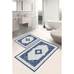 Dijital Baskı Klasik Kaymaz Taban 2li Set Banyo Paspası Klozet Takımı (50X60CM-60X100CM) - Mavi