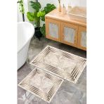 Dijital Baskı Mermer Desen Kaymaz Taban 2Li Set Banyo Paspası Klozet Takımı (50X60cm-60X100cm) Kahverengi Tek Ebat