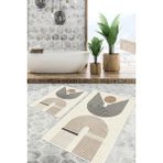 Dijital Baskı Modern Kaymaz Taban 2li Set Banyo Paspası Klozet Takımı (50X60CM-60X100CM) - Kahverengi