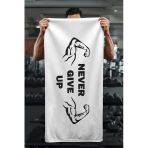 Dijital Baskı Never Give Up Desenli Spor Havlusu Hvl0238 Renkli 80 X 160