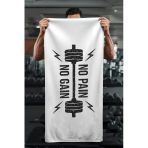 Dijital Baskı No Pain No Gain Desenli Spor Havlusu Hvl0239 Renkli 80 X 160