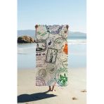 Dijital Baskı Plaj Deniz Havlusu Posta Pulu Desenli Peştamal Hvl0228 Renkli 80 X 160