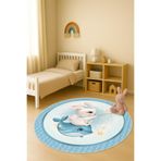 Dijital Baskı Tavşan Desenli Kaymaz Taban Çocuk ve Genç Odası Halısı H0380