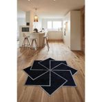 Dijital Baskılı Kaymaz Dot Taban Makinede Yıkanabilir Rüzgar Gülü Modeli Siyah Halı Paspas-d1065