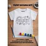 Dijital Baskılı Ürünler Isim Yazabileceğiniz Çocuklar Için Tişört Boyama Seti Full Set - Beyaz - 3 - 4 Yaş