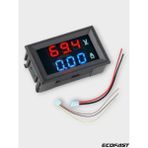 Dijital Dual Voltmetre Ampermetre Volt Akım Ölçer Dc 0-100v 10a Kırmızı-Mavi, Voltmetre, Ampermetre
