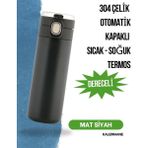 Dijital Göstergeli Otomatik Kapak Termos Kişiye Özel - 500 ml - Siyah