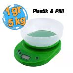 Dijital Hassasterazi Hazneli Lcd Ekran Pilli Otomatik Kapanma 1 Gr 5 Kg Tartım Mutfak Tartısı Ölçüm