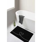 Dijital Kaymaz Yıkanabilir Siyah 8047 Bath Modern Banyo Paspası Banyo Halısı Klozet Takımı