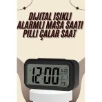 Dijital Masa Saati Termometreli Takvim Çalar Saat Led Ekran Pilli Mir80858730