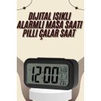 Dijital Masa Saati Termometreli Takvim Çalar Saat LED Ekran Pilli