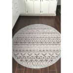 Dijital Mutfak Halısı Yıldız Deri Kaymaz Taban Saçaklı Yuvarlak İskandinav Mali D-F5078D1-5, Açık Kahve, 100 x 100