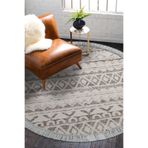 Dijital Salon Halı Star Pamuk Kaymaz Taban Saçaklı Yuvarlak İskandinav Mali D-F5078P1-4, Açık Kahve, 120 x 120