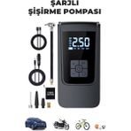 Dijital Taşınabilir Kompresör Araç Lastik Top Şişirme Pompası Hava Kompresörü - Çakmaklık+Şarjlı