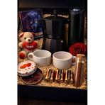 Dijital Termoslu Kahve Hediye Seti Siyah Mokapot (3 Cup), Özel Espresso Ve 2'Li Fincan Konsept