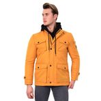 DİK YAKA CEP KAPAKLI REGULAR FİT FERMUARLI ERKEK KAPİTONE MONT SARI 3XL
