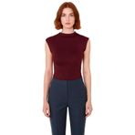 Dik Yaka Fitted Örme Bluz Regular Boy Asimetrik Kesim Mükemmel Uyum Özel Tasarım_Bordo-XS