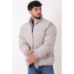 Dik Yaka Oversize Bomber Şişme Kışlık Mont Pldp 3018_50465 - Taş - 2XL
