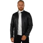 Dik Yaka Suni Deri Ceket 38012 - Siyah - L