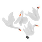 DIKACA 4 Adet Bebek Evi Bebek Su Şişme Kaz Heykelcik Diy Teraryum Kuğu Mini Bahçe Kuğu Yosun Peyzaj Kuğu Mini Kuğu Figürleri Şişme Maymun Oyuncakları Hayvan Ekici Reçine Beyaz