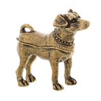 DIKACA Pirinç Köpek Mücevher Kutusu Yüzükler Küpeler Madeni Paralar Köpek Heykeli Ev Dekoru Vintage Metal Mücevher Tutucu Dekoratif Hatıra Kutusu Için Biblo Kutusu