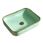 Dikdörtgen Banyo Lavabosu 20.4"×15.7" Banyo Lavabosu Porselen Lavabo Sanat Lavabosu Vanity Dolabı Tezgah Üstü Lavabo Banyo Lavabosu,