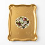 Dikdörtgen Büyük Gül Ağaç Tepsi Sedef Gold 50x33 cm