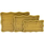 Dikdörtgen - Dalgalı Kenar - 3lü Set Ahşap Mdf Sunum Tepsi Seti 13.5X23.5-19.5X29.5-23.5X33.5CM-FINDIT - Belirtilmemiş - Renkli