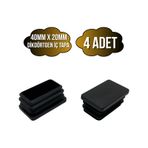 Dikdörtgen Demir Profil İç Tapa Geçme Plastik Ayak Geçme Koruma Plastiği 40mm X 20mm 4 Adet Siyah Siyah