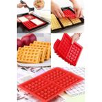 Dikdörtgen Desen Kırmızı Silikon Waffle Kalıbı