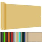 Dikdörtgen güneş tentesi, 110 x 360 cm, %98 UV koruması, hava koşullarına dayanıklı, yırtılmaya dayanıklı Oxford kumaş, balkon ve bahçe için ideal, krem rengi, dış mekan güneş koruması