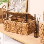 Dikdörtgen Hasır Kapaklı Çok Amaçlı Kutu 33X24 cm - Mercan - Seçenek 1