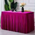 Dikdörtgen kadife masa eteği düz renk parti masa örtüsü doğum günü etkinlikleri sergiler için pembe kırmızı pilili masa örtüsü 140x60x75cm zarif ve sade dekorasyon