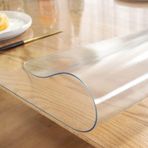 Dikdörtgen Masalar için Şeffaf PVC Masa Örtüsü Su Geçirmez Leke Dayanıklı Koruyucu Mutfak Kullanımı için İdeal 1.5mm Kalın Eğimli Kenarları ile 60x160 cm