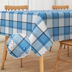 Dikdörtgen Su Geçirmez Masa Örtüsü 60"x120" Mavi ve Beyaz Damalı Yırtılmaya Dayanıklı Veranda Piknik Parti Mutfak Kafe Ev Dekoru Yemek ve Etkinlikler için Mükemmel