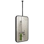 Dikdörtgen Tavana Monte Ayna Siyah Metal Çerçeve Yüzer Kare Makyaj Aynası Banyo veya Otel için Şeffaf Pratik Cam Ev Dekoratif Vurgu (40 cm x 70 cm)