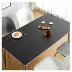 Dikdörtgen ve Kare Masalar için Su Geçirmez Masa Örtüleri Paslanmaz Isıya Dayanıklı Yıkanabilir PU Deri Yemek ve Mutfak Koruyucu İç/Dış Mekan 60x100 cm Siyah