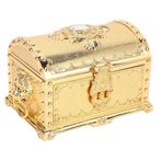 Dikdörtgen Vintage Metal Takı Kutusu Çekmecesi, Yüzük Tutucu Kasası Kolye Bilezik Organizatör Dekoratif Kutu Kilitli Kızlar Kadınlar Kadınlar (GOLD)