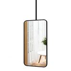 Dikdörtgen Yüzen Banyo Vanity Ayna 40x70cm Duvara Monte Tavan Aynası Ev ve Otel için Şık Vestiyer Kare Ayna Metal Asma Bom Tasarımı