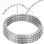 Dikenli tel çitleme galvanizli, tırmanma önleyici dikenli tel, gümüş 35 m, güvenlik ve çevre koruması için dayanıklı çelik bant